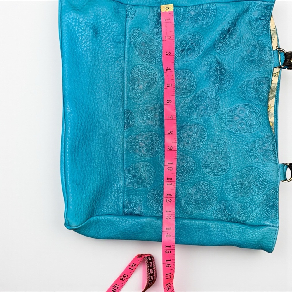 Custom made only one ever made butter soft Blue skull Embossed Tote - Picture 4 of 17